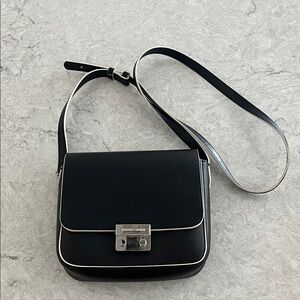 Emporio Armani Black and Silver Crossbody Bag